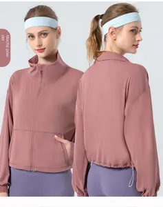 2023 donne che corrono cappotto da allenamento indossano giacche da Yoga a maniche lunghe con Zip Casual da palestra