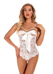 Lencería sexy de encaje transparente con abertura en la entrepierna, mono, body, pijama para mujer con lazo, fino y ecológico. - Product Image 3