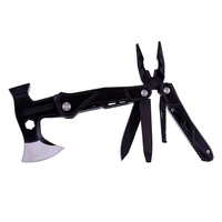 Hache de survie multifonction EDC, outil portable de camping pliable avec pince, marteau, tournevis, ouvre-bouteille et silex, manche en aluminium