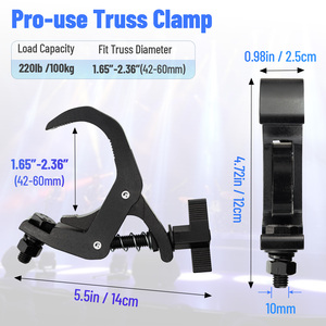 4 Stück Traversenklemmen für Bühnenbeleuchtung, Schwarz, 1,65-2,36 Zoll, passend für 42-60 mm Rohre, Schnellverschluss für Moving Head Par LED-Beleuchtungskörper - Product Image 3