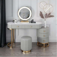 Coiffeuse de maquillage miroir coiffeuse en cuir de luxe blanc avec miroir caché coiffeuse antique