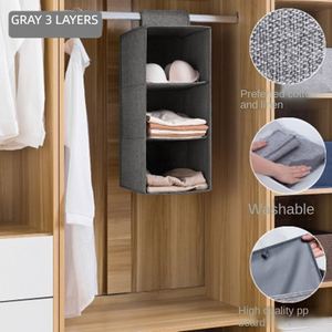 Organisateur de placard suspendu en tissu non tissé multicouche, sacs de rangement pour armoire, capacité 6-10L, installation par crochet pour accrocher - Product Image 4