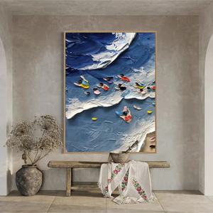 Pintura Contemporánea 3D con Textura de Océano, Arte Abstracto Grande en Yeso, Lienzo Hecho a Mano, Decoración para Hogar y Hotel, Regalo para Inauguración de Casa - Product Image 6
