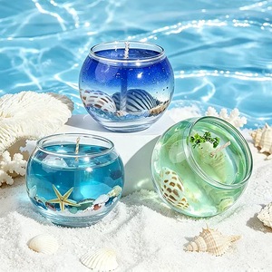 LANJO Ocean World Moon Cup Scented <b>Candle</b> <b>Long</b>-lasting Fresh Scent Handmade Jelly Wax Art <b>Candle</b> Glass Jar for Home Decor Gift - Product Image 2