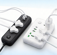 Doppelreihige Multifunktionale USB-Mehrfachsteckdose, Hochleistungs-Stromverteiler, 2 Meter Langes Verlängerungskabel, Geeignet für Zuhause und Büro