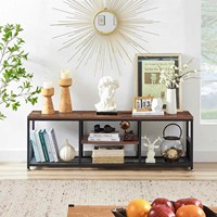 Table basse industrielle avec cadre en métal pour le salon et la chambre à coucher Console multimédia avec rangement ouvert