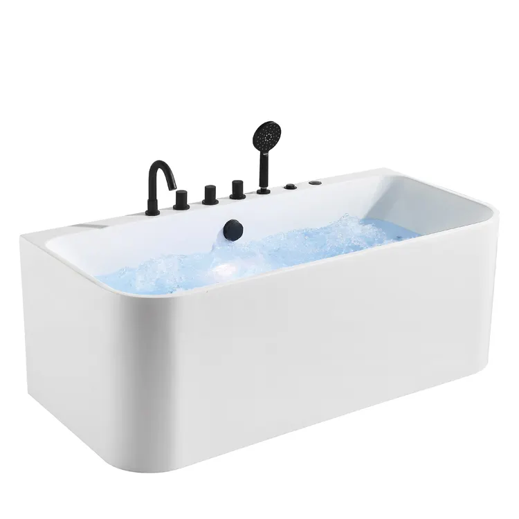 I bagni in acrilico per vasca da bagno freestanding di dimensioni rettangolari degli stati uniti con rubinetto nero