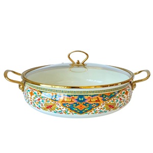 Casserole <span class=keywords><strong>en</strong></span> émail de qualité supérieure pour la cuisine, de 30 cm de diamètre, plus épaisse, avec couvercle <span class=keywords><strong>en</strong></span> <span class=keywords><strong>verre</strong></span> et fond <span class=keywords><strong>en</strong></span> fonte - Product Image 1