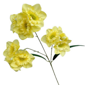 Branche de fleur de jonquille artificielle à 9 têtes faite à la main narcisse simulé à longue tige pour la décoration de la salle de Pâques de remise des diplômes de mariage - Product Image 1