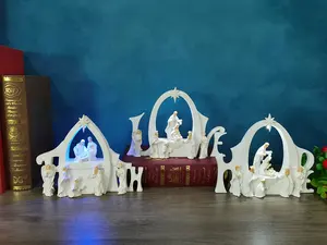 6 Zoll Poly resin Heilige Familie FAITH Krippe religiöse Figur mit LED-Licht