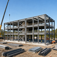 Bureau préfabriqué en acier avec panneaux de couleur personnalisés pour installations commerciales modulaires, soutenu par un service d'ingénierie directe d'usine