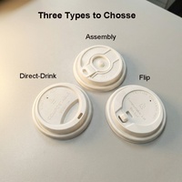Couvercle jetable compostable en PLA de 90 mm, couvercle pour gobelets à boissons chaudes et froides, couvercle écologique pour gobelets à café