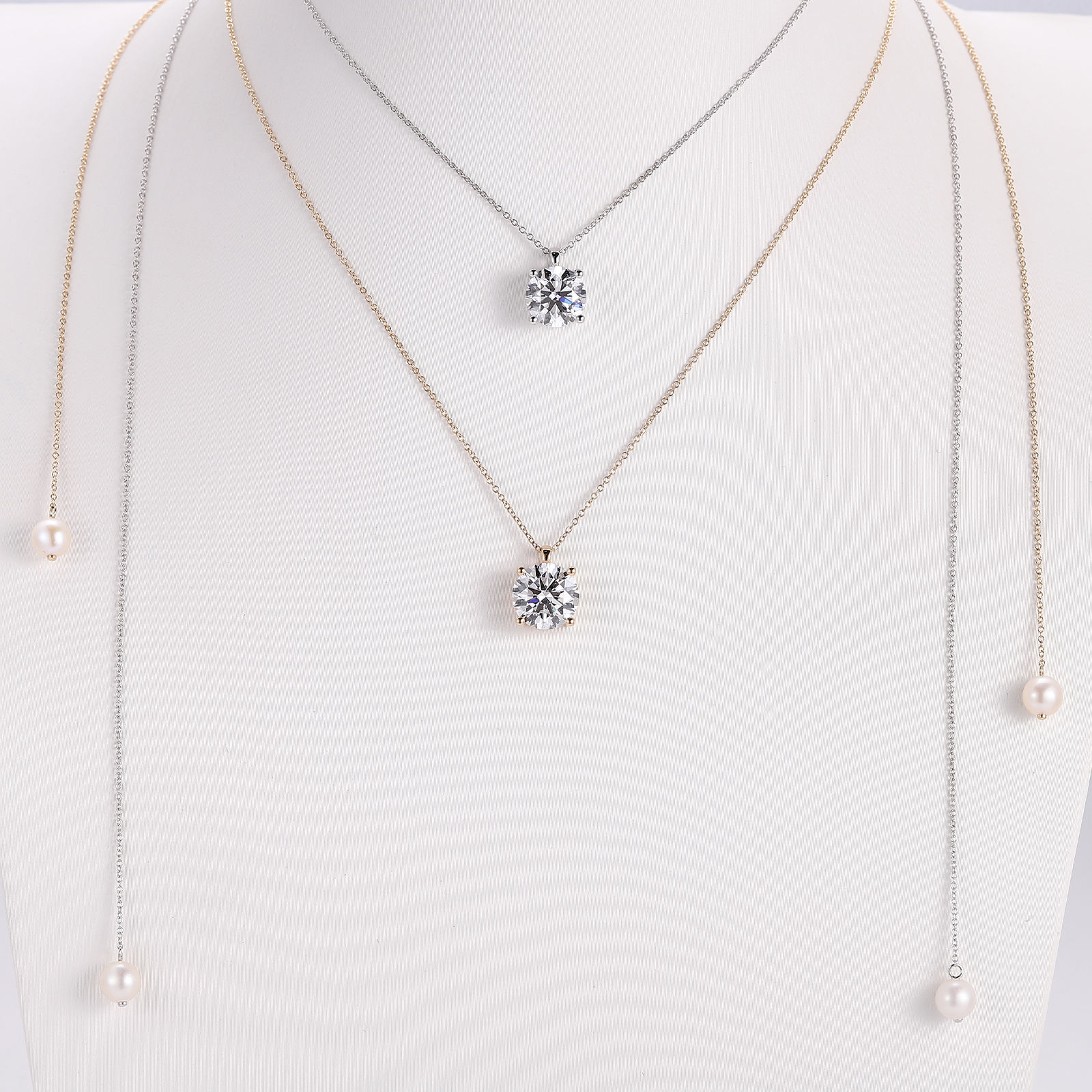 สร้อยคอทองคำแท้ 18k สีเหลือง ประดับเพชรแท้