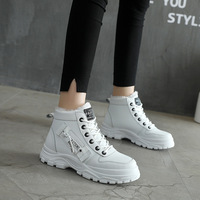 Nouvelles Bottes Britanniques d'Hiver Tendance pour Femmes, à Semelle Épaisse et Doublées de Peluche, Chaussures Rehaussantes pour la Photographie de Rue