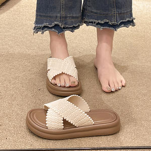 Sandales d'été personnalisées pour femmes, style INS, à bout ouvert, plateforme, antidérapantes, respirantes, vente en gros pour la maison - Product Image 5