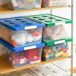 SHIMOYAMA <span class=keywords><strong>Contenitore</strong></span> di Stoccaggio in <span class=keywords><strong>Plastica</strong></span> di Grande Capacità per Giocattoli e Accessori per Bambini, con Coperchio Rosso, per Elettrodomestici - Product Image 1