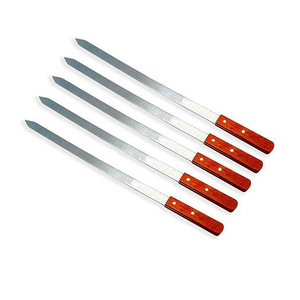 Spiedini Larghi per Barbecue in <span class=keywords><strong>Acciaio</strong></span> Inox con Manico in Legno di Sequoia, Spessi e Lunghi per Kebab - Product Image 3