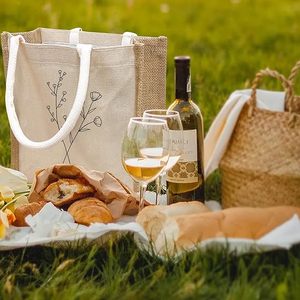 New Holiday Teacher Thank You Gift Canvas Tote Zipper Simple Flower White Jute Conference Bag for Ladies - Product Image 6