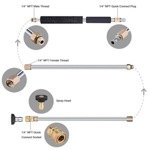 Varilla de Extensión para Lavadora a Presión de 10 Pies con Conexión Rápida de 1/4 NPT y Cabezal de Pulverización, 4000 PSI, para Limpieza con Agua Fría - Product Image 1