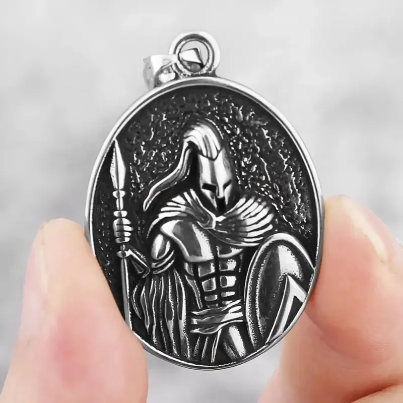 Mens Stainless Steel Jewelry Stainless Steel Pendant Necklace Vintage Hiphop Spartan Necklace