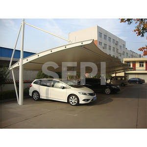 Estructura de membrana extensible de acero duradera personalizada de fábrica, cubierta de PVDF, tienda de estacionamiento de automóviles, cocheras impermeables para estacionamiento de automóviles - Product Image 2