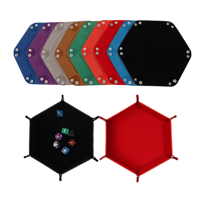 Foldable PU Hexagonal Storage Tray Multifunctional Dice Table Game Coin Desktop Organizer Home Bedroom Decor Supplies