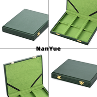 Boîte à bijoux en cuir PU personnalisée avec logo, fermoir doré, doublure en velours, 6 compartiments, boîte de rangement rectangulaire pour bijoux
