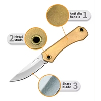 Manche en bois couteau en acier damas petite poche de camping mini couteau pliant