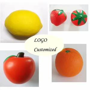 Симпатичные шарики из пенополиуретана с логотипом на заказ, яблоко, апельсин, клубника, лимон, фрукты, снятие стресса, спортивные сжимаемые игрушки для детей и взрослых