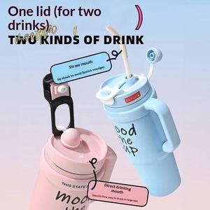 Termo de Gran Capacidad con Diseño de Dibujos Animados, Taza de Vacío con Asa, Portátil, para Estudiantes, para Uso en Vehículos - Product Image 2
