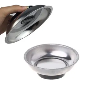 4 inch Auto Vehicle Repairing Stainless Steel Magnetic Parts Tool Tray,Dish, Bowl for Nuts, Screws, Bolts Storage