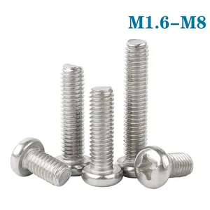 M1.6 M2 M2 M2 M2, 5 M3 M3.5 M4 M5 M6 M8 sekrup kepala Pan bulat silang Phillips baut 304 A2-70 Stainless Steel