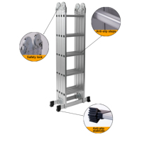 Échelle en aluminium multi-usages 3x5 et 15 marches pleine longueur 5,8 m, escalier pliant d'extérieur par les fabricants d'échelles