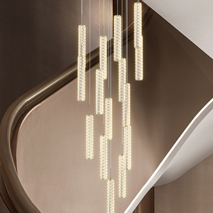 Modern Minimalist Long Line LED Chandelier Multi Head Pendant <b>Light</b> For Staircase Living Room Home Decor - Product Image 1