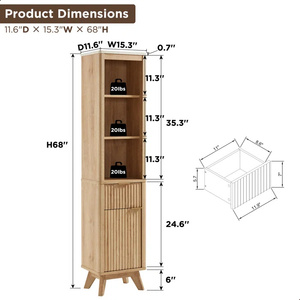 Farmhouse <strong>Tall</strong> Corner <strong>Bathroom</strong> <strong>Cabinet</strong> <strong>Free</strong> <strong>Standing</strong> Toilet Linen <strong>Cabinet</strong> - Product Image 6