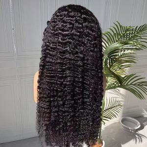 Extensiones de Cabello Natural Negro Virgen Indio Rizado Ondulado Largo de Vietnam 13*4 para Pelucas de Encaje Transparente Sin Pegamento - Product Image 1