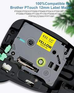 Compatible con <span class=keywords><strong>Brother</strong></span> Tze 631, Cinta de Etiquetas Laminada Negra sobre Amarilla de 12 mm (0.47 Pulgadas) - Product Image 2