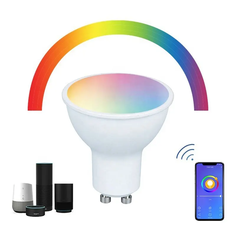 Amazon Alexa Tuya Smart RGB Colorful Bulbs CCT 5W Wifi Remote Control Replacement Bulb GU 10 LED Bulb