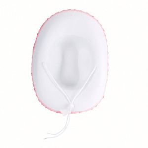 Sombrero de Vaquero Blanco con Lentejuelas Rosas en Forma de Estrella, Correa Ajustable para el Cuello, Accesorio de Disfraz Unisex para Fiestas Temáticas - Product Image 4