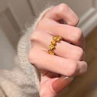2026 Ensemble de bagues d'index polyvalentes, style français luxe léger rétro, motif osmanthus intégral, incrustées de zircon, style palais, élégantes