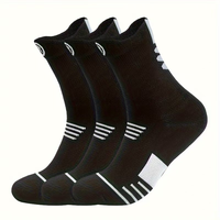 Lot de 3 chaussettes de compression noires pour le basketball, performance, amorti, athlétiques, courtes, pour la course et le cyclisme, pour hommes et femmes, tricotées, ODM