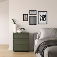 Grosir gaya Modern bentuk persegi panjang menampilkan Set bingkai foto 4 buah cetakan layar sutra MDF bingkai gambar kayu Set