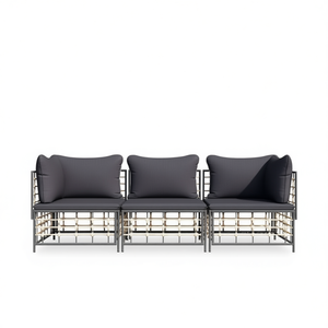 Set Lounge da Giardino Antracite a 3 Posti con Telaio in Acciaio, Resistente alle Intemperie, Arredamento da Esterno dal Design Contemporaneo - Product Image 1