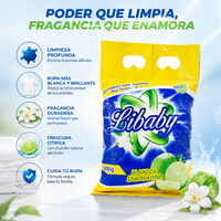 Lessive en poudre jetable écologique portable en gros d'usine 500g parfum citron vert haute mousse nettoyage en profondeur pour machine