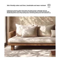 Canapé d'angle rustique Wabi-Sabi, minimaliste et moderne, en bois massif, trois places, avec coussin en éponge et housse amovible lavable, idéal pour les petits espaces