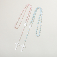 Offre Spéciale perle 8mm perles de verre catholique jésus croix chapelet vierge marie médaille collier bijoux religieux en gros
