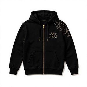 Unisex Black <b>Zip</b>-Up <b>Hoodie</b> Cartoon Print Regular Fit Cotton French Terry Casual Eco-Friendly <b>Pocket</b> Spring Wear - Product Image 1