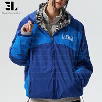 Veste bomber réversible en fausse fourrure léopard LARSUR, fabriquée sur mesure, style tactique, utilitaire, courte, style pilote, patchwork, nylon, satin