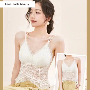 Débardeur sexy et respirant à bretelles fines, dos ajouré en <span class=keywords><strong>dentelle</strong></span>, décolleté plongeant en V, élégant et raffiné, idéal pour les vacances à la <span class=keywords><strong>plage</strong></span>, fabrication OEM/ODM - Product Image 2
