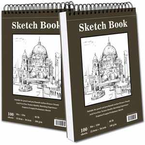 Cuaderno de Dibujo para Niños, 9 x 12 Pulgadas, 200 Páginas, Encuadernación Espiral, Color Marrón, Mini Libro de Dibujo con Papel en Blanco para Regalo - Product Image 1